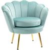 DecHome - Poltrona Vintage di Design in Velluto Azzurro chiaro schienale a conchiglia, Azzurro