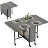 HOMCOM Tavolo da Pranzo Pieghevole, Tavolo a Ribalta per 4-6 Persone, Tavolo da Cucina Salvaspazio Moderno con Ripiano e 6 Ruote, in Metallo, 130x80x74 cm, Grigio