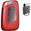 ontto Custodia per chiave adatta per VW Passat B8 Jetta Arteon R Golf Atlas Magotan per Skoda Superb Octavia 3 tasti TPU in fibra di carbonio per chiave auto, custodia per chiavi auto, colore rosso