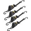 eSynic 4pz Cinghia a Crichetto Avvolgitore Automatico 3mx25mm LC 340daN/680daN, 4x Cinghie di Ancoraggio Retrattile con Maniglie Traino Auto Carrello, Fasce di Carico Trasporto, Norma EN 12195-2