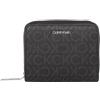 Calvin Klein Donna Portafoglio Zip Around Mono Piccolo, Nero (Black Monogram Pu), Taglia Unica