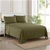 Sweet Home Collection 2127 Thread Count Sheet Soft Egyptian Quality Brushed Microfiber Set di Biancheria da Letto di Lusso Piatto, Lenzuolo con Angoli, 2 federe, Microfibra, Oliva, Queen, 4 unità