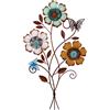 Moxweyeni Decorazione da parete floreale tricolore vintage in metallo, decorazione rustica da appendere alla parete, arte floreale decorativa per casa, soggiorno, bagno, interni ed esterni, 38 x 23 cm