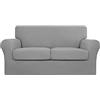 Easy-Going 3 Pieces Stretch Couch Cover Sofa Cover for Dogs Washable Sofa Slipcover for 2 Separate Cushion Couch Spandex Jacquard Fabric Elastic Furniture Protector for Pets (Light Gray, Loveseat)
