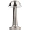 PRENDELUZ Lampada LED bassa rotonda ricaricabile argento luce dimmerabile CCT (1500K/3000K/6000K) 2W attivazione tattile 1200mAh USB-C 22x10cm luce ausiliaria