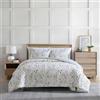 Eddie Bauer - Set copripiumino matrimoniale, biancheria da letto reversibile in cotone con federe abbinate, decorazione classica floreale per la casa con retro a quadri (grigio bosco foresta, Queen)