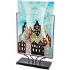 GILDE GLAS art Vaso in vetro Art luci della città, grigio, azzurro, nero, vetro, altezza 45 cm, dipinto a mano, vaso da tavolo