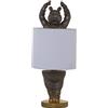 DRW Lampada da tavolo con forma di ippopotamo in resina dorato e grigio 18 x 45 cm