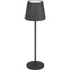 Eglo Lampada da tavolo a LED a batteria Leonero, senza fili, in metallo nero con paralume in tessuto, funzione touch, dimmerabile, ricarica USB, luce bianca calda/bianca neutra