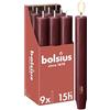 Bolsius - Candela XL rustica - 23 x 3 cm - rosso bordeaux - in cartone da 9 pezzi - Lunghezza durata 15 ore - Non profumata - Contiene cera vegetale naturale - Senza olio di palma