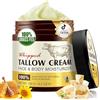 Ruicen Beef Tallow Face Cream, Tallow Cream per Viso & Corpo- 100% Tallow Grass Fed, Idratazione Profonda Sego di Manzo Crema Viso, Senza Profumi, Assorbimento Rapido, Riparazione della pelle secca 120 g