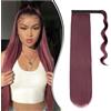 Dcbaboo Coda Capelli Extension Lisci 55cm Posticci per Capelli Extension Coda Capelli Finti Clip Coda di Cavallo Dritti Code Finte per Capelli Sintetici Lunghi Wrap Around Ponytail, Vino rosso