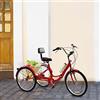 Fetcoi Bicicletta pieghevole per adulti da 24 pollici 7 velocità adulto triciclo bicicletta con schienale e cestino per la spesa per adulti e anziani (rosso)