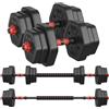 SONGMICS Set di Manubri con Barra di Collegamento, Manubri Corti, Bilanciere da 20 kg, Peso Esagonale per Allenamento, Fitness, Sollevamento Pesi a Casa, Palestra, Nero Inchiostro SYL200B01