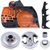 Adefol Copri Frizione con Pignone per Husqvarna 445 450 Motosega, ADEFOL Coperchio + Frizione + Tamburo della Frizione + Ferma Artiglio Ricambi Motoseghe Accessori Pezzi di Ricambio