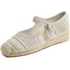 Feversole Womens Wedge Sandals，Espadrillas con Zeppa da Sandali Donna Zeppa in Mary Jane in tela di juta beige 41