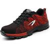 frysen Scarpe Antinfortunistiche Uomo Donna Scarpe da Lavoro con Punta in Acciaio Scarpe da Cantiere Leggere Traspiranti Sneaker Sportive di Sicurezza Rosso Nero 43 EU