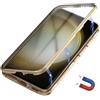 Yoursea per Samsung Galaxy S10 plus Cover, 360 Gradi Protezione Case,Custodia Adsorbimento Magnetico Protettiva, Fronte e Retro in Vetro Temperato Trasparente Cover,Oro