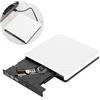 Bewinner1 Lettore DVD esterno, Lettore DVD +/- RW portatile USB 3.0 Lettore DVD/CD ROM Slim Masterizzatore masterizzatore per PC desktop Laptop operativo Linux(bianca)