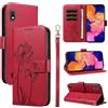 Bravoday Cover per Samsung Galaxy A10, Custodia in PU Pelle Portafoglio Flip Schede con Slot per Carte, Magnetica Antiurto Cover per Galaxy A10, Rosso