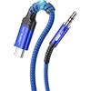 JSAUX Cavo adattatore da USB C a jack AUX da 1M, cavo Aux intrecciato in nylon USBC a 3,5mm per auto e cuffie compatibile con iPhone 16/15 Pro Max, Galaxy S24/S23/S22 Ultra, iPad Pro, Huawei P40 - Blu