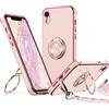 XYZ Cover per iPhone XR con Supporto, Custodia con Doppio Anello a Forma di Cuore con Cordino per Ragazze e Donne, Custodia Protettiva di Lusso per iPhone XR, Rosa
