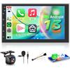 Hodozzy 【8 Nucleo 6+128G】Hodozzy Carplay Android Autoradio 2 Din con GPS 7 Pollici IPS Schermo, Stereo Auto Bluetooth con Android Auto/DSP/WiFi/RDS/FM/USB+Telecamera Retromarcia