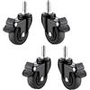 LLPEIJIE026 4 Pezzi Ruote Piroettanti Con Freni Ruote Di Industriali Ruota Per Mobili In Gomma Ruote Pesanti Per Carrello Ruote Da Trasporto Silenzioso, Per Mobili, Carrelli, Tavolini,Nero(M10×25mm 2 inch)