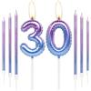 mciskin Set di Candele per 30° Compleanno - Numero 30 Con 6 Lunghe Viola Blu, per Torta, Ragazze e Ragazzi, Decorazioni per Feste