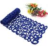 ZJchao Runner da tavola in feltro, motivo traforato a fiori, tovaglia, tovaglietta, sottobicchiere, accessorio per decorare la sala da pranzo, lavabile, 100 x 30 cm blu reale
