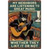 SUPERDANT Cartello in Metallo Chitarra Gatto Targhe in Metallo Segno di Latta Musica Vintage Poster con Placca Murale Man Cave Vintage Poster Da Parete Old Fashion Targa In Alluminio Garage Decor