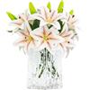 Olrla fiori artificiali faux del giglio 6 mazzi di fiori, reale di tocco falsificazione fiore per la casa festa di nozze decorazioni, negozi, sistemazione flora (Bianco Sfumato Rosso)
