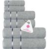 CASA COPENHAGEN Eternal Set di asciugamani 6 pezzi, grigio-viola, 500 g/m², 2 asciugamani da bagno, 2 asciugamani per le mani, 2 salviette in morbido cotone egiziano per bagno, cucina e doccia