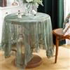 auons Tovaglia rettangolare in pizzo Verde con balza, Chic Overlay Ruffles Copritavolo, French Rustic Vintage elegante Tovaglia per la Festa di Nozze Banchetti Reception, 140x100cm