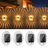 PAIRIER Lampada da parete ad energia solare, luci da parete esterne bianche e calde a 360°, IP44 per cortile esterno, balcone, vialetto, decorazioni da giardino,4 Pacchetti