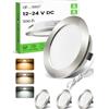 ALUSSO Set di 3 Faretti LED da Incasso, 12V led integrati 4W Cavo di Collegamento da 60 cm, Dimmerabili 3000K Bianco Caldo 4000K Bianca Naturale 6000K Bianca Fredda, Apertura Ø55mm - Ø58mm (NICHEL)