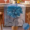 Dokeleen Runner da Tavola Moderno Blu Navy Grigio Dalie Pittura Arte Lavabile Poliestere Stile Vintage Runner da Tavolo Floreale per Estate Impermeabile Esterni Decorazione per Picnic Vacanze Feste 40x140cm