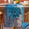 Dokeleen Runner da Tavolo Moderno Estate Türkis Blu Verde Grigio Dalie Stagionale Pittura Arte Impermeabile Runner Tavola Cucina Decorazione per Interni Esterni Picnic Vacanze Feste Matrimoni 33x183cm