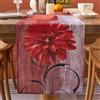Dokeleen Runner Tavolo Moderno Rosso Grigio Dalie Pittura Arte Runner Tavola Colorato Impermeabile Esterni Decorazione Per Sala da Pranzo Cene in Famiglia Vacanze Feste Estive Picnic Feste Cucina 33x183cm