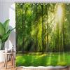 Hnmdmyi Tenda da doccia foresta 180 x 200, giungla verde ad alberi alti, tenda da doccia naturale paesaggio 3D, tenda da bagno, impermeabile, in poliestere, lavabile, con ganci