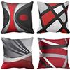 ZHILING Set di 4 federe per cuscino 50 x 50 cm, astratto moderno, strisce rosse, grigio, nero, bianco, acrilico, grigio audace, decorazione per la casa, 50 x 50 cm
