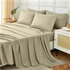 Homebliss Set Lenzuola Singolo 90x190/200cm 3 Pezzi, Completo Lenzuola Letto in Poliestere, Lenzuolo con Angoli, Lenzuola e 1 Federa 50x80,Tinta Unita, Beige