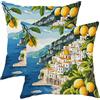 Generic Set di 2 federe per cuscini con limone, giallo brillante, agrumi, costiere, decorative, quadrate, decorative, per casa, divano, letto, 50 x 50 cm