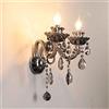 LANMOU Applique a Candela Classica, Lampada a Muro Decorativa Interno Lampada da Parete in Cristallo Vintage per Camera da Letto Soggiorno Ristorante con Lampadina E14 25W,Smoky Gray,2 Lights