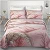 PELLECCHIA 1969 | Copriletto IRGE Trapuntato Estivo Matrimoniale 260x270 cm 100 g/m² Trapuntino Primaverile, Trapunta Leggera, 100% Made in Italy a 2 Piazze (Palme Rosa, Matrimoniale)