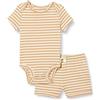 Amazon Essentials Completo Body e Pantaloncini Unisex Bimbi, Camels Righe, 24 Mesi