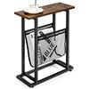 GYMAX Tavolino Laterale, con Rete Porta Riviste in Nylon, Materiale in Legno e Ferro, Stile Industriale e Minimalista, Adatti per Ufficio e Casa, 48 x 18 x 54,5 cm