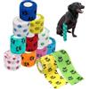 Tashce Benda autoadesiva per Animali Domestici, 12 Rotoli Bendaggio Coesivo Adesivo Bende Non Tessuto, Comodo e Traspirante, Coloratocon Benda Motivo Zampe Benda per Persone e Animali (5 cm x 4,5 m)