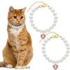HINGTAI 2 pezzi collare di perle per gatti con ciondolo a forma di cuore strass carina collana di perle per animali domestici, taglia regolabile accessori per gioielli per cani di piccola taglia per cuccioli