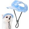 Generisch Cappello a secchiello per gatti, cappello da sole per cani di piccola taglia, cappello da spiaggia estivo, con fori per le orecchie, cappello da visiera regolabile con tesa larga, cappello per animali